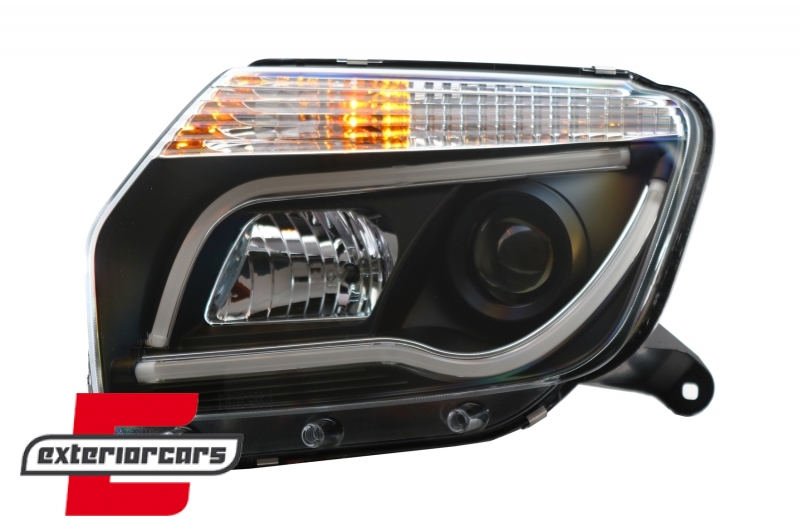 Prednja svjetla LED TubeLight dizajn (crna) / Dacia Duster I (2010-2013) - Slika 8