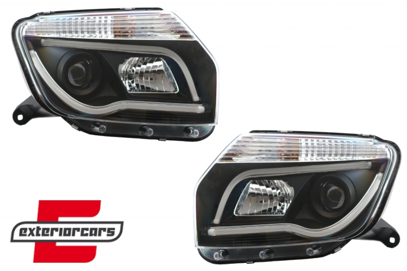 Prednja svjetla LED TubeLight dizajn (crna) / Dacia Duster I (2010-2013) - Slika 9