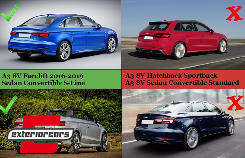 Difuzor zraka & nastavci auspuha S3 dizajn / Audi A3 8V Facelift (2016-2019) limuzina cabrio - Slika 17