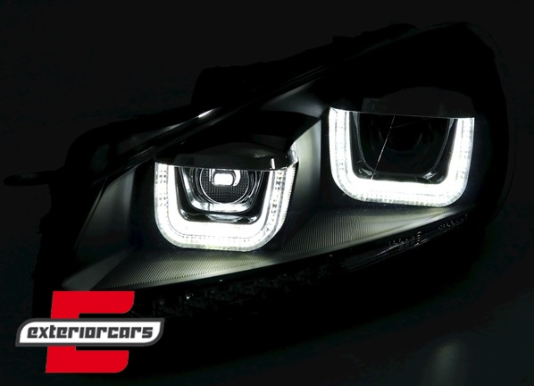 Prednja svjetla U-LED DRL LED SEQ žmigavci Golf 7 look (chrome) / Volkswagen Golf 6 (10.2008-2012) - Slika 3
