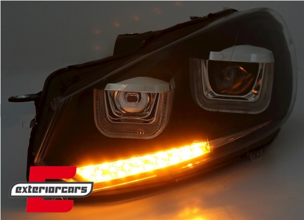 Prednja svjetla U-LED DRL LED SEQ žmigavci Golf 7 look (chrome) / Volkswagen Golf 6 (10.2008-2012) - Slika 4