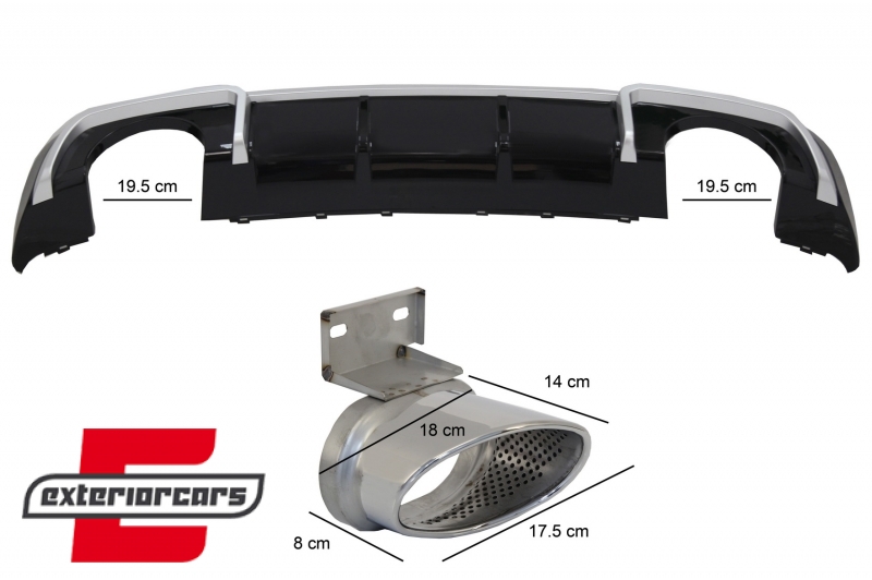 Difuzor zraka & nastavci auspuha RS3 dizajn / Audi A3 8V Sline Facelift (2016-2019) Hatchback Sportback - Slika 15