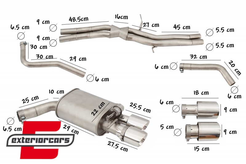 Kompletan ispušni sustav s Valvetronicom / Audi A7 4G (2010-2018) Benzin motori 2.5L/2.8L/2.0T/1.8T/3.0T - Slika 14