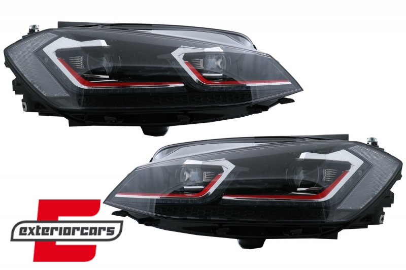 Prednja svjetla LED DRL SEQ žmigavci GTI look / VW Golf 7.5 Facelift (2017-2019) - Slika 2