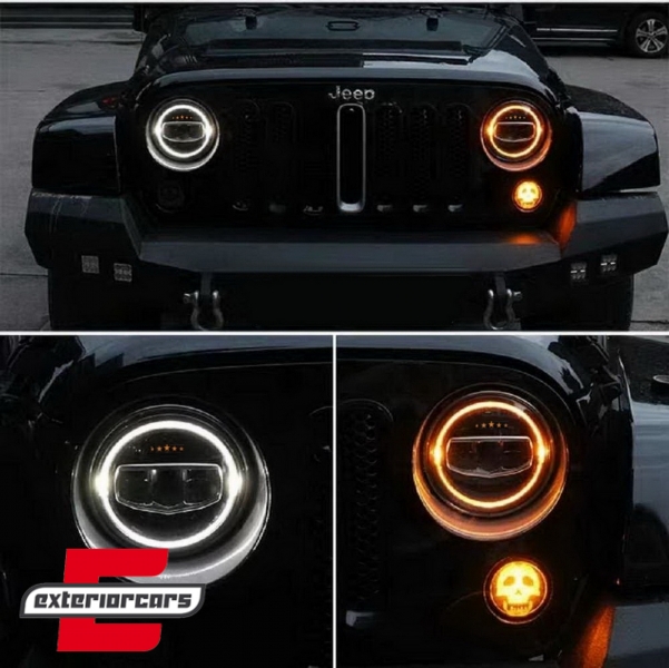 CREE LED prednji farovi Angel Eye DRL 5 Stars dizajn / Jeep Wrangler JK TJ LJ JL (1997-2017) - Slika 14