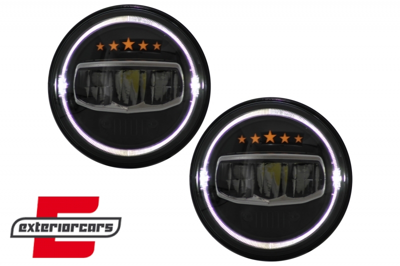 CREE LED prednji farovi Angel Eye DRL 5 Stars dizajn / Jeep Wrangler JK TJ LJ JL (1997-2017) - Slika 3