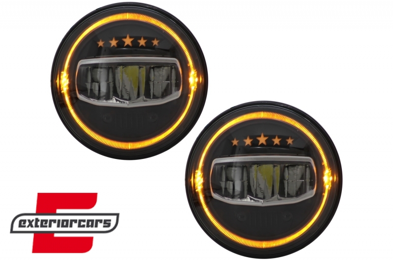 CREE LED prednji farovi Angel Eye DRL 5 Stars dizajn / Jeep Wrangler JK TJ LJ JL (1997-2017) - Slika 7