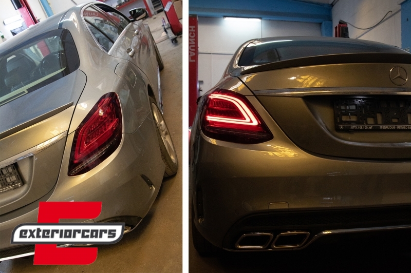 Full LED stražnja svjetla SEQ žmigavci Facelift dizajn (crvena/kristal) / Mercedes C-klasa W205 limuzina (2014-2018) - Slika 18