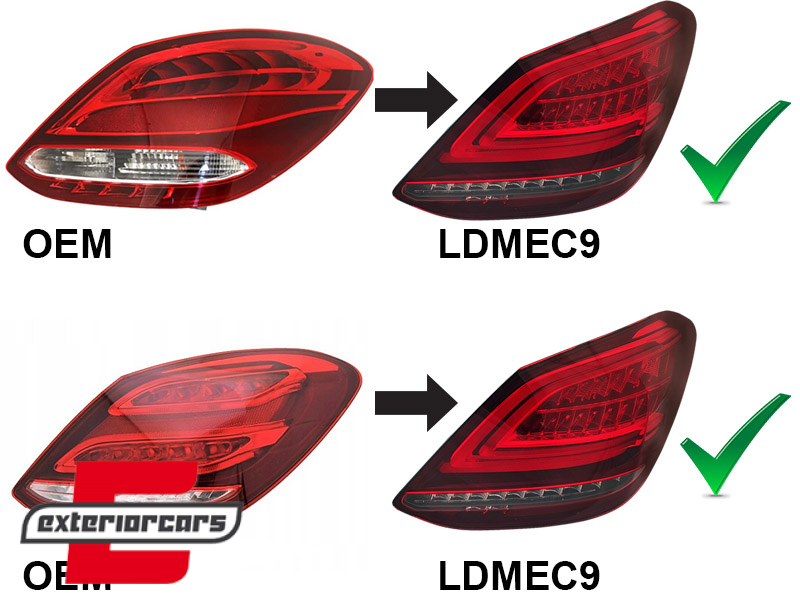 Full LED stražnja svjetla SEQ žmigavci Facelift dizajn (crvena/kristal) / Mercedes C-klasa W205 limuzina (2014-2018) - Slika 13
