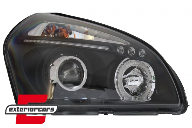 Prednja svjetla Angel Eyes dizajn (crna) / Hyundai Tucson (2004-2010) - Slika 2
