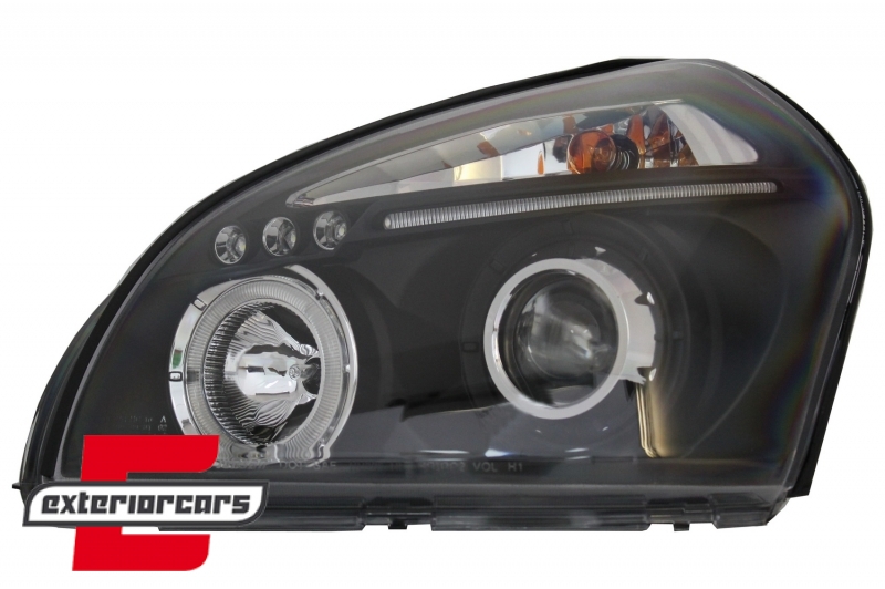 Prednja svjetla Angel Eyes dizajn (crna) / Hyundai Tucson (2004-2010) - Slika 3