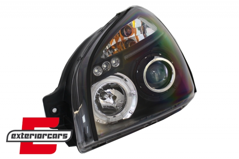 Prednja svjetla Angel Eyes dizajn (crna) / Hyundai Tucson (2004-2010) - Slika 4