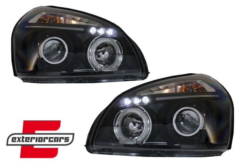 Prednja svjetla Angel Eyes dizajn (crna) / Hyundai Tucson (2004-2010) - Slika 5