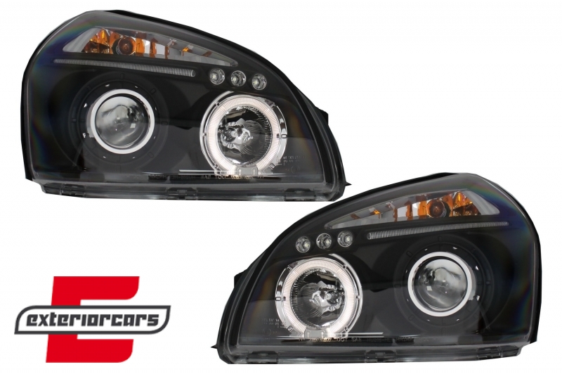 Prednja svjetla Angel Eyes dizajn (crna) / Hyundai Tucson (2004-2010) - Slika 6