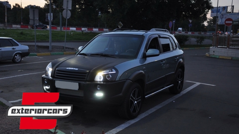 Prednja svjetla Angel Eyes dizajn (crna) / Hyundai Tucson (2004-2010) - Slika 8