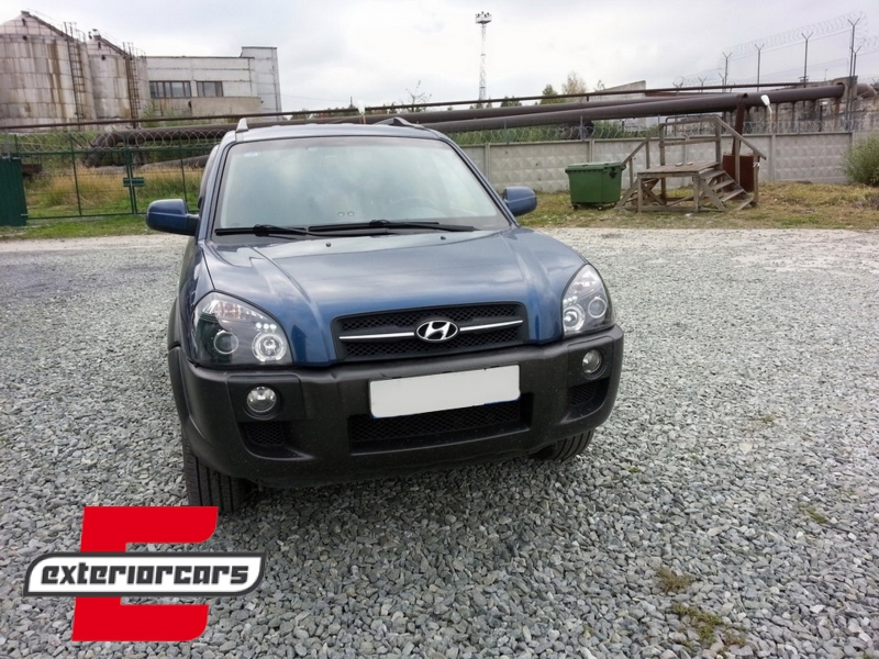 Prednja svjetla Angel Eyes dizajn (crna) / Hyundai Tucson (2004-2010) - Slika 9