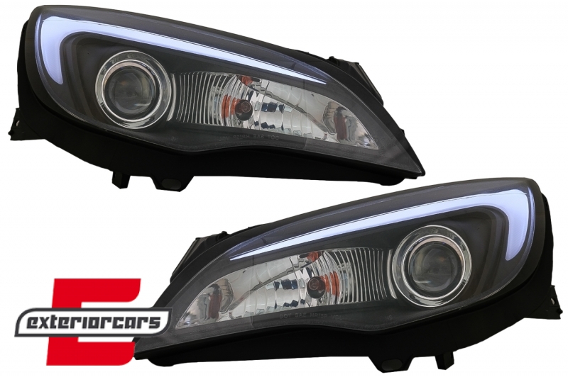 Prednja svjetla LED DRL TubeLight dizajn (crna) / Opel Astra J (2010-2015) - Slika 2