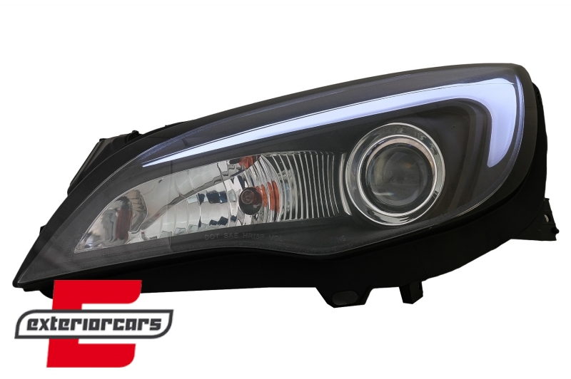 Prednja svjetla LED DRL TubeLight dizajn (crna) / Opel Astra J (2010-2015) - Slika 3