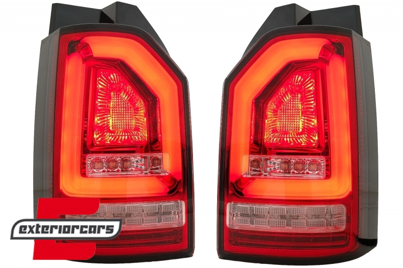 Full LED stražnja svjetla LedBar SEQ žmigavci (crvena/kristal) / VW Transporter Multivan Caravelle T6 (2015-2019) - Slika 4