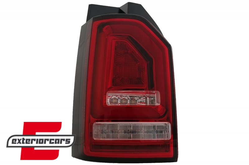 Full LED stražnja svjetla LedBar SEQ žmigavci (crvena/kristal) / VW Transporter Multivan Caravelle T6 (2015-2019) - Slika 2