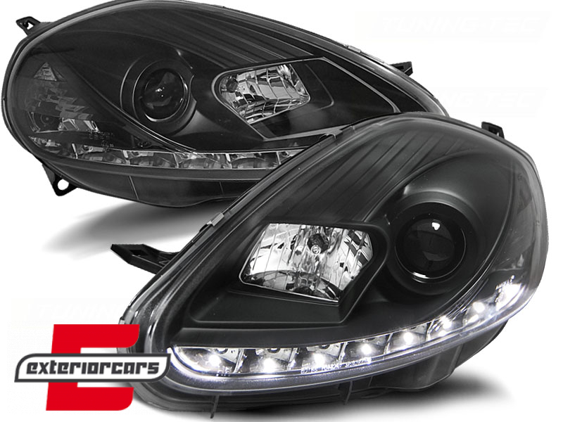 Prednja svjetla LED DAYLIGHT (crna) / Fiat Grande Punto (2008-2009)