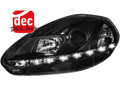 Prednja svjetla LED DAYLIGHT (crna) / Fiat Grande Punto (2008-2009) - Slika 14