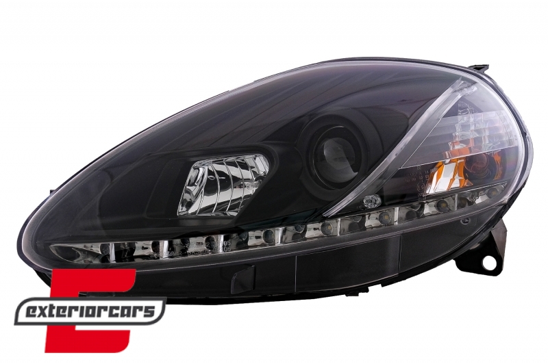 Prednja svjetla LED DAYLIGHT (crna) / Fiat Grande Punto (2008-2009) - Slika 2