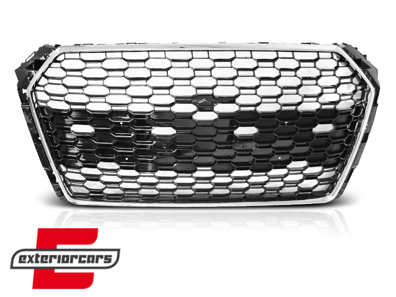Prednja maska RS4 dizajn (PDC) (chrome/crna) / Audi A4 S4 B9 8W (2016-2019) limuzina karavan - Slika 2