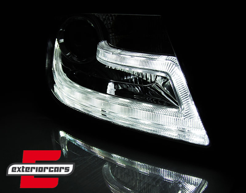 Prednja svjetla LED DRL Facelift Xenon look (crna) / Audi A4 B8 (2008-2011) - Slika 3
