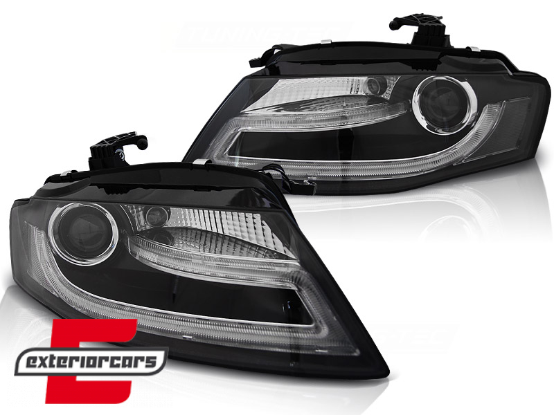 Prednja svjetla LED DRL Facelift Xenon look (crna) / Audi A4 B8 (2008-2011) - Slika 2