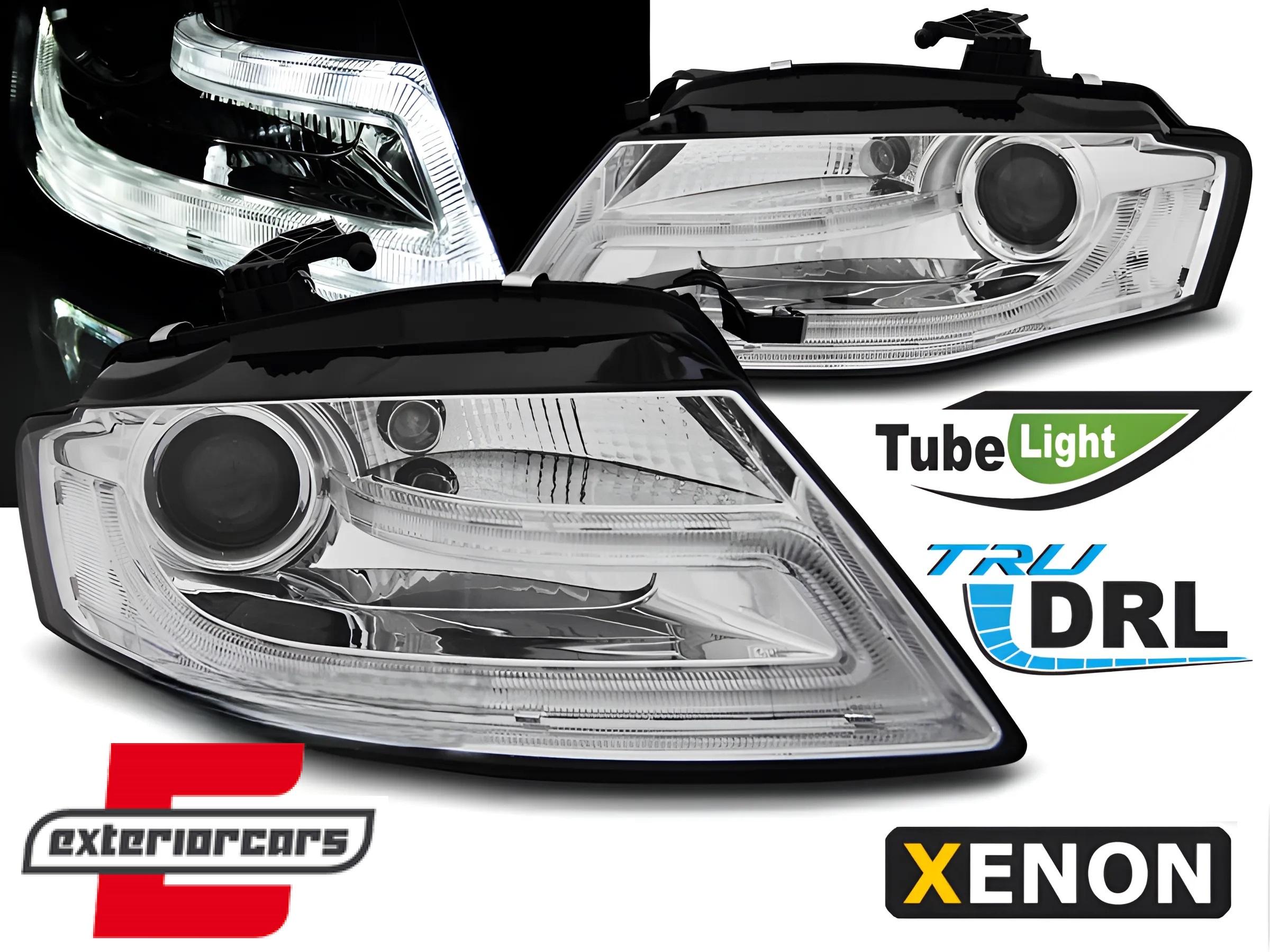 Prednja svjetla LED DRL Facelift look XENON (chrome) / Audi A4 B8 (2008-2011)