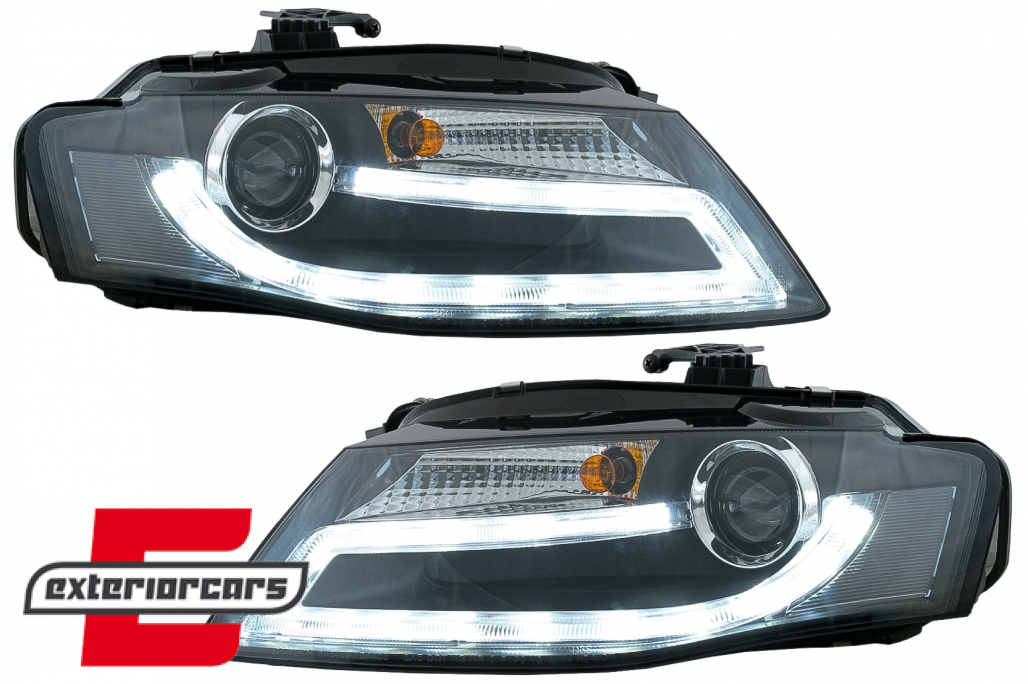 Prednja svjetla LED DRL Facelift look XENON (crna) / Audi A4 B8 (2008-2011) - Slika 2