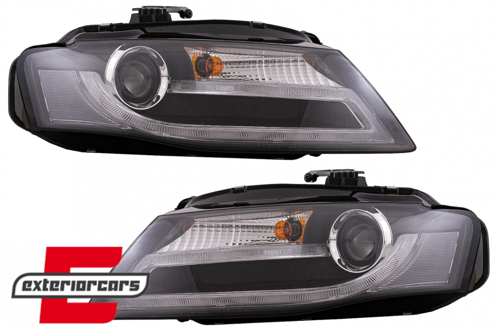 Prednja svjetla LED DRL Facelift look XENON (crna) / Audi A4 B8 (2008-2011) - Slika 11