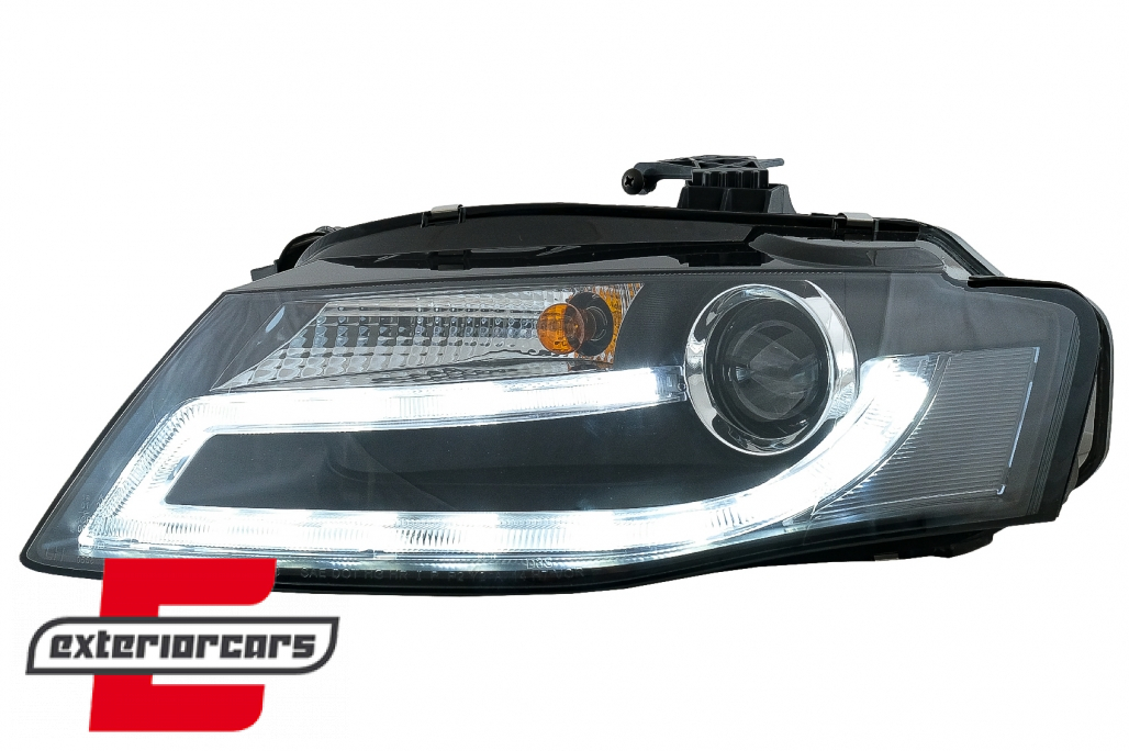Prednja svjetla LED DRL Facelift look XENON (crna) / Audi A4 B8 (2008-2011) - Slika 3