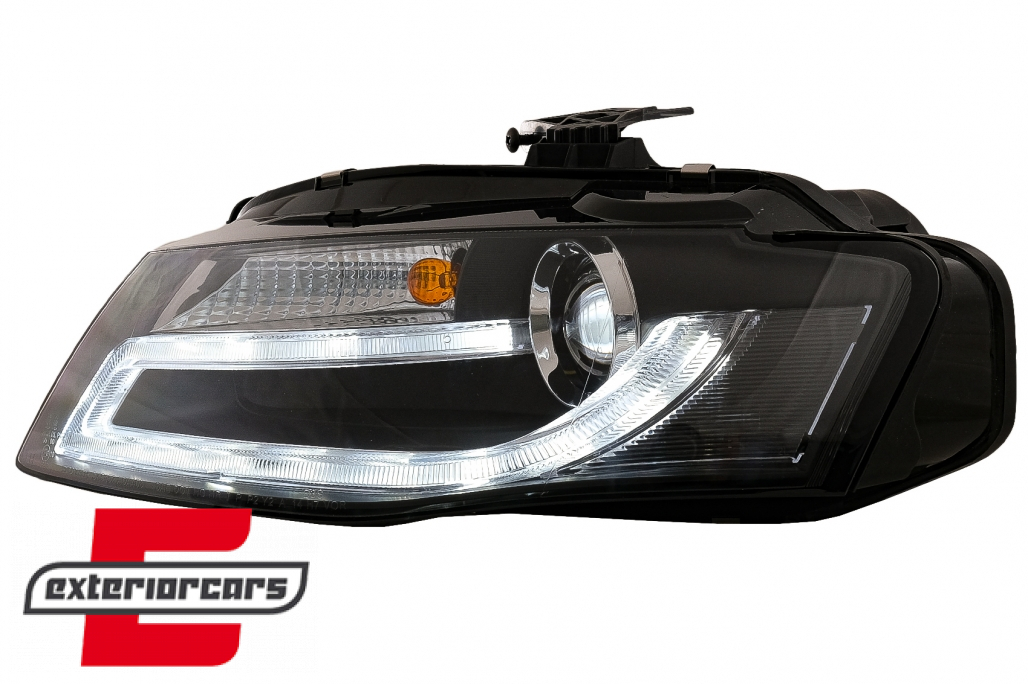 Prednja svjetla LED DRL Facelift look XENON (crna) / Audi A4 B8 (2008-2011) - Slika 4