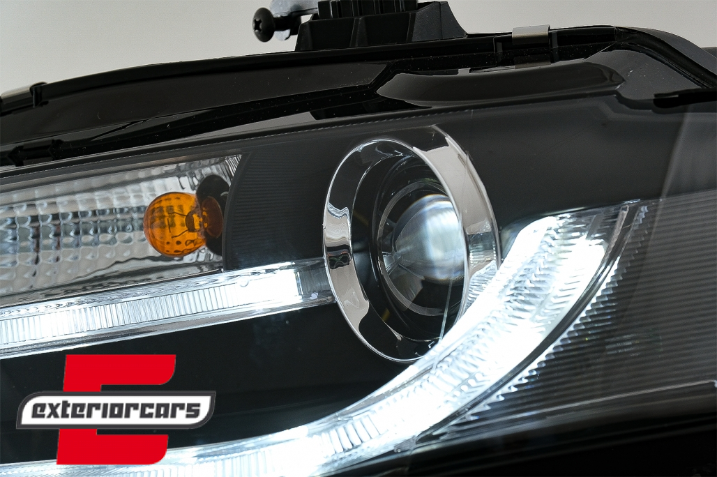 Prednja svjetla LED DRL Facelift look XENON (crna) / Audi A4 B8 (2008-2011) - Slika 5