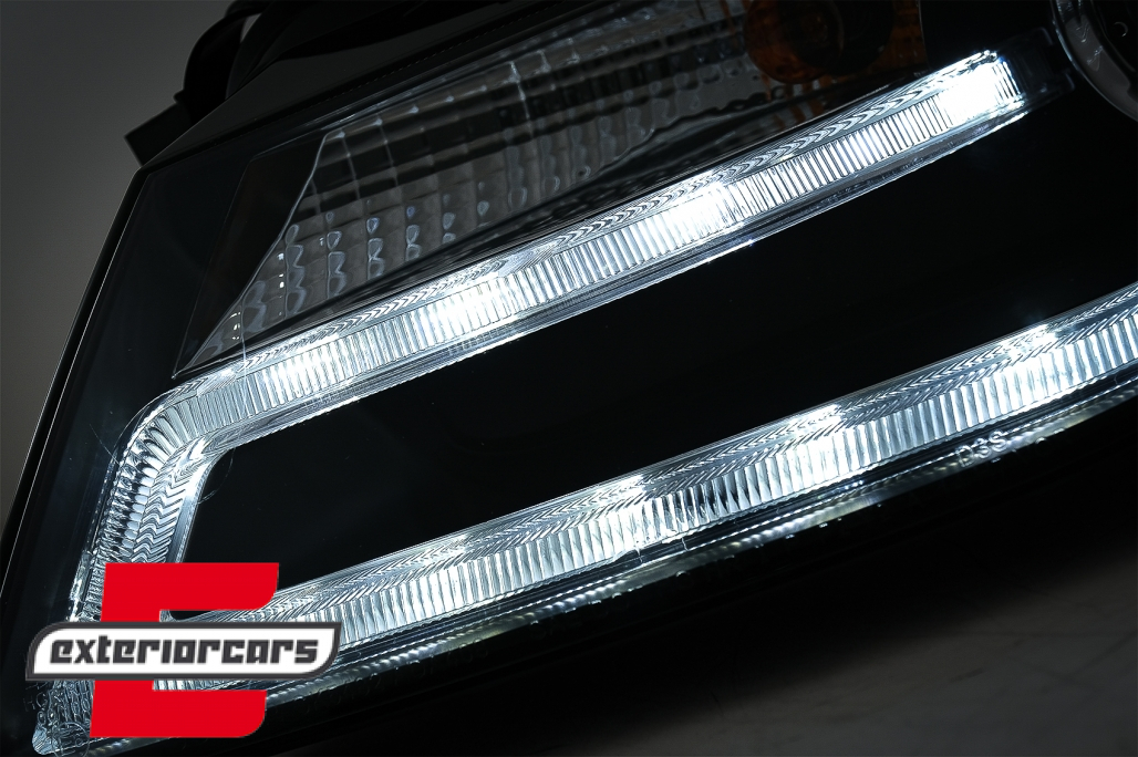 Prednja svjetla LED DRL Facelift look XENON (crna) / Audi A4 B8 (2008-2011) - Slika 6