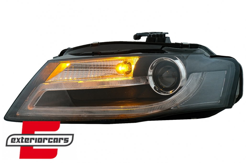 Prednja svjetla LED DRL Facelift look XENON (crna) / Audi A4 B8 (2008-2011) - Slika 7