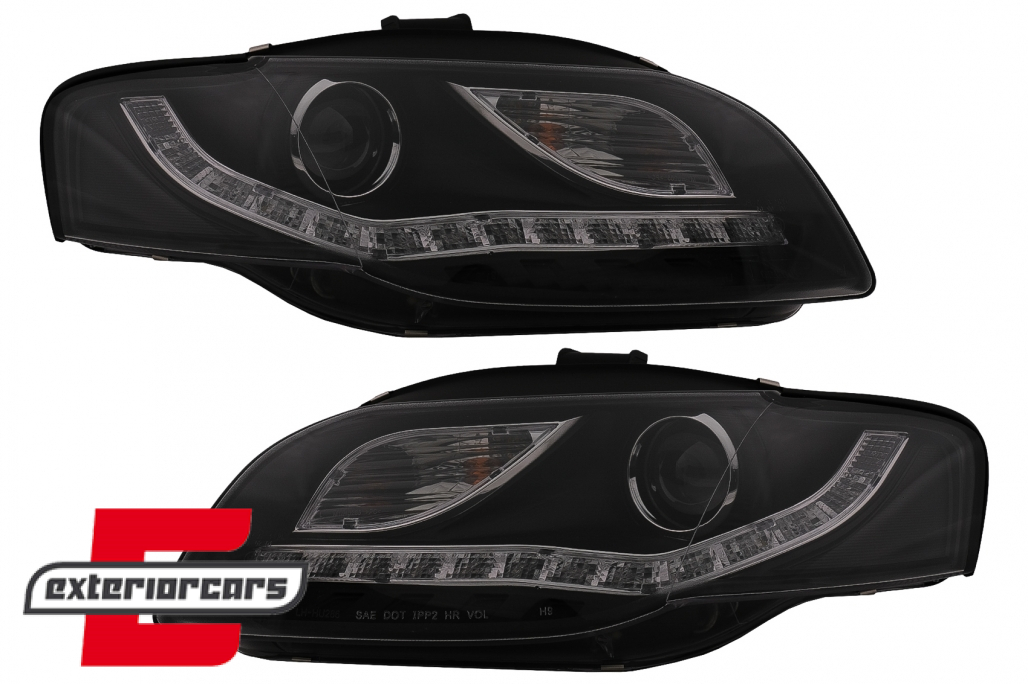 Prednja svjetla LED DayLights (crna) / Audi A4 B7 (2004-2008) - Slika 12