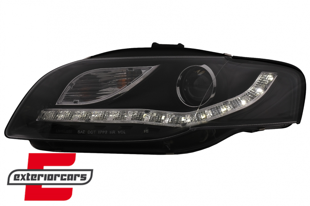 Prednja svjetla LED DayLights (crna) / Audi A4 B7 (2004-2008) - Slika 3