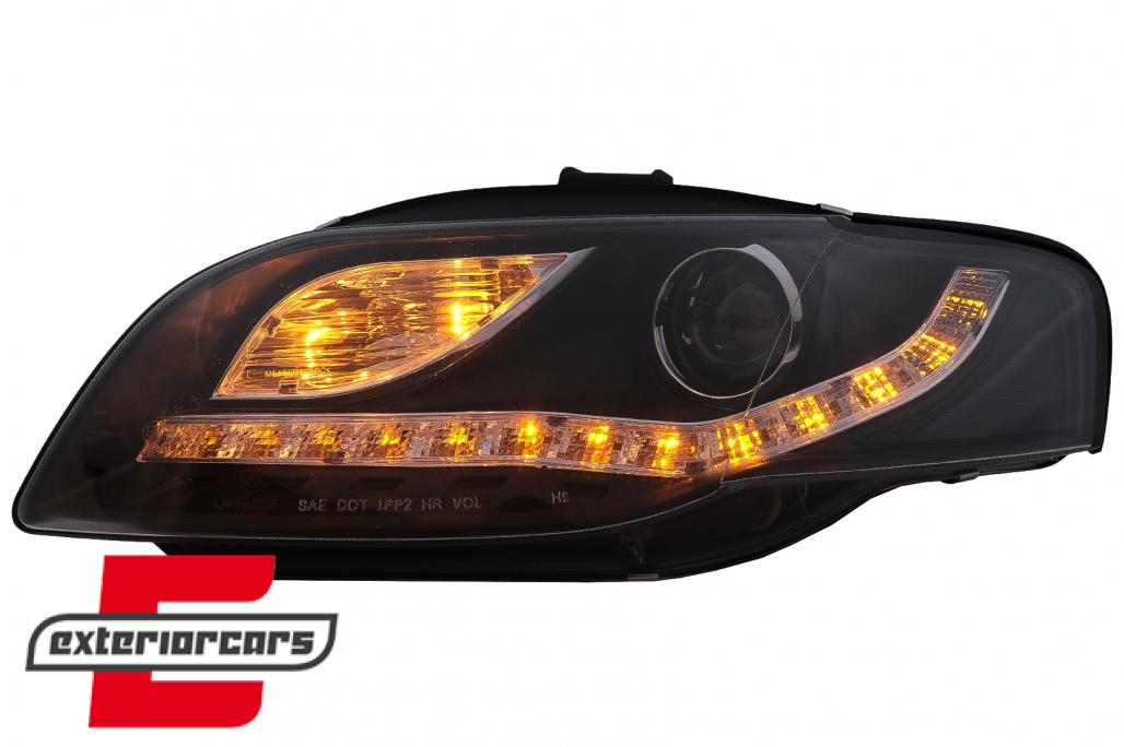 Prednja svjetla LED DayLights (crna) / Audi A4 B7 (2004-2008) - Slika 7