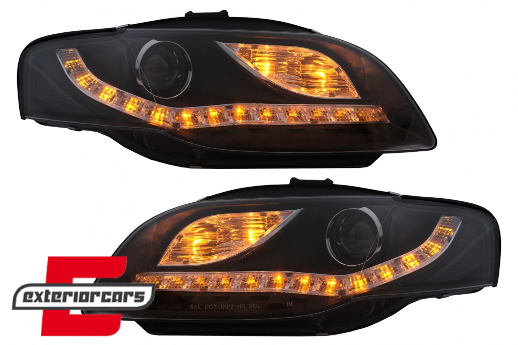 Prednja svjetla LED DayLights (crna) / Audi A4 B7 (2004-2008) - Slika 8