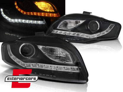 Prednja svjetla LED DayLights (crna) / Audi A4 B7 (2004-2008)