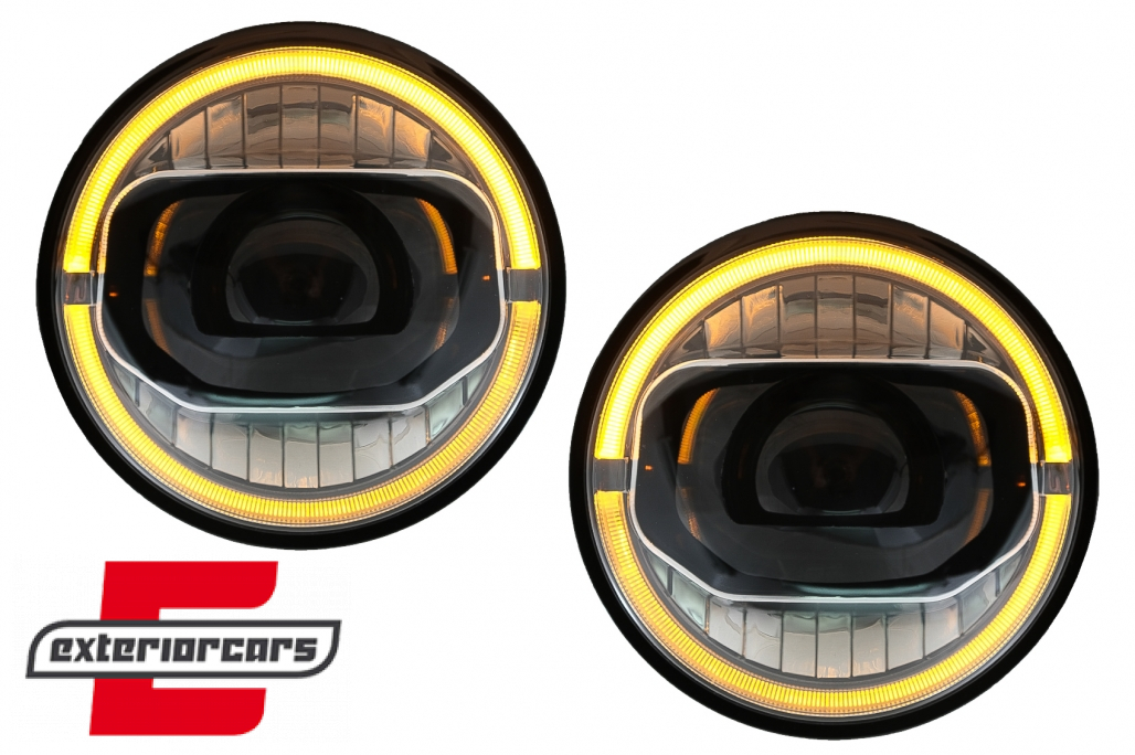 Full LED prednji farovi Angel Eye za pretvorbu u 2018 model / Jeep Wrangler JK (2007-2017)