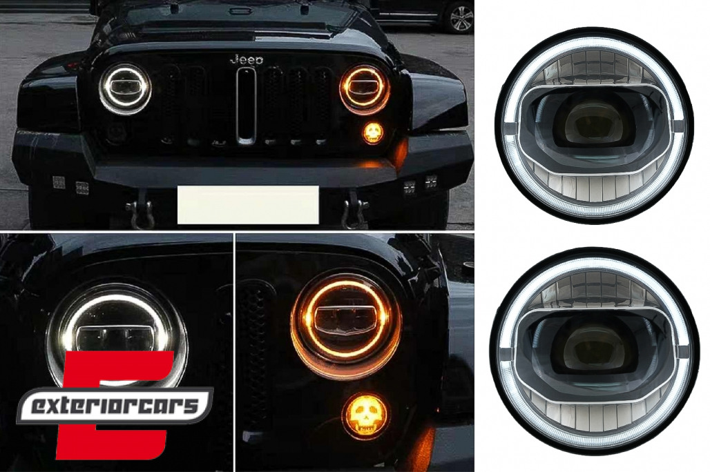 Full LED prednji farovi Angel Eye za pretvorbu u 2018 model / Jeep Wrangler JK (2007-2017) - Slika 15