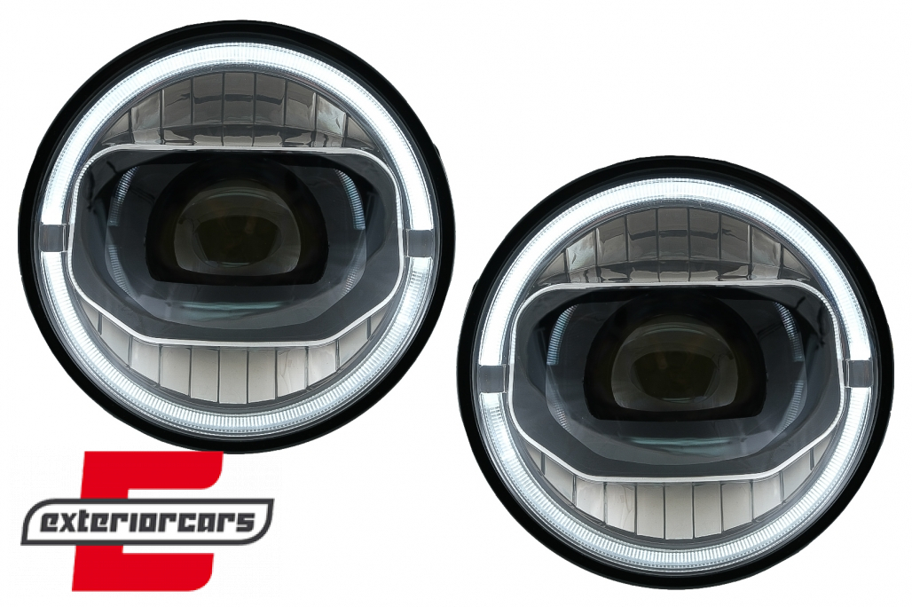 Full LED prednji farovi Angel Eye za pretvorbu u 2018 model / Jeep Wrangler JK (2007-2017) - Slika 5