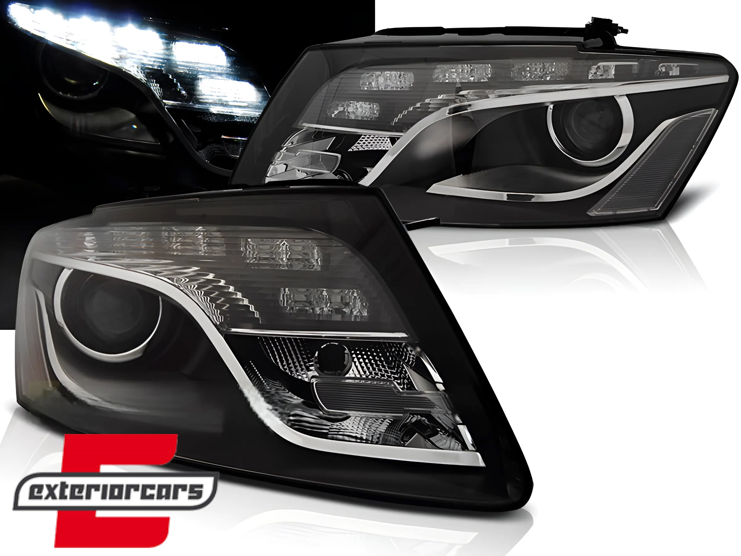 Prednja svjetla LED DRL Xenon look (crna) / Audi Q5 8R (2008-09.2012)