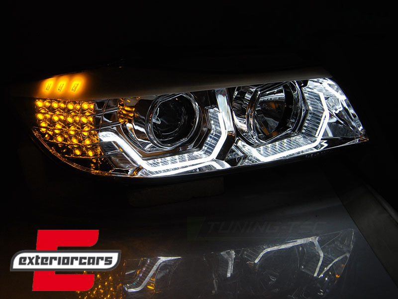 Prednja svjetla 3D LED Angel Eyes LED žmigavci (chrome) / BMW serije 3 E90 limuzina E91 karavan (03.2005-08.2008) - Slika 3