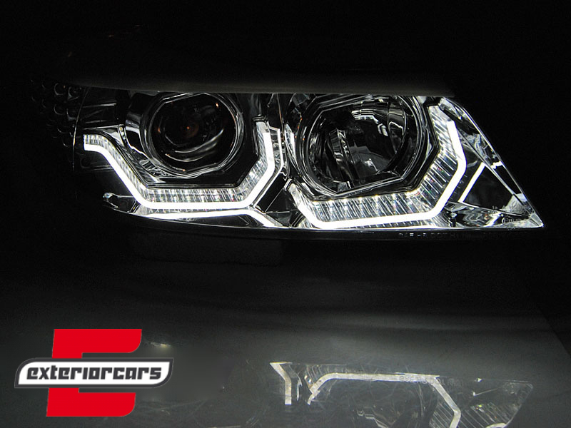 Prednja svjetla 3D LED Angel Eyes LED žmigavci (chrome) / BMW serije 3 E90 limuzina E91 karavan (03.2005-08.2008) - Slika 4