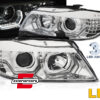 Prednja svjetla 3D LED Angel Eyes LED žmigavci (chrome) / BMW serije 3 E90 limuzina E91 karavan (03.2005-08.2008)